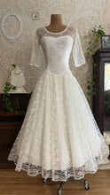 Load image into Gallery viewer, Beautiful 1960’s Vintage Illusion Lace Bridal Gown
