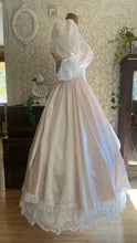 Load image into Gallery viewer, Sweetest 1980’s Vintage Pale Pink Satin and White Lace Dream Dress with Jacket
