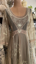 Load image into Gallery viewer, Old Stock 2000’s era Sage Green Embroidered Net and Cotton Dress by Nataya
