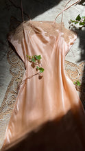 Load image into Gallery viewer, Fabulous 1930’s vintage peachy pink satin and ecru lace slip
