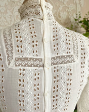 Load image into Gallery viewer, Antique 1900’s Edwardian White Eyelet Lace Dress
