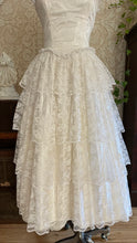 Load image into Gallery viewer, Darling 1980’s Vintage White Satin and Lace Sweetheart Dress
