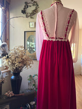 Load image into Gallery viewer, Darling 1960’s Vintage Pink Chiffon and Velvet Maxi Dress
