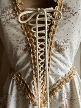 Load image into Gallery viewer, Authentic 1960&#39;s vintage Ivory Flocked Poplin black label medieval Gunne Sax dress
