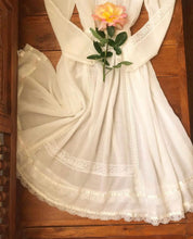 Load image into Gallery viewer, Authentic 1970s Vintage Sheer Ivory Midi Gunne Sax Dress
