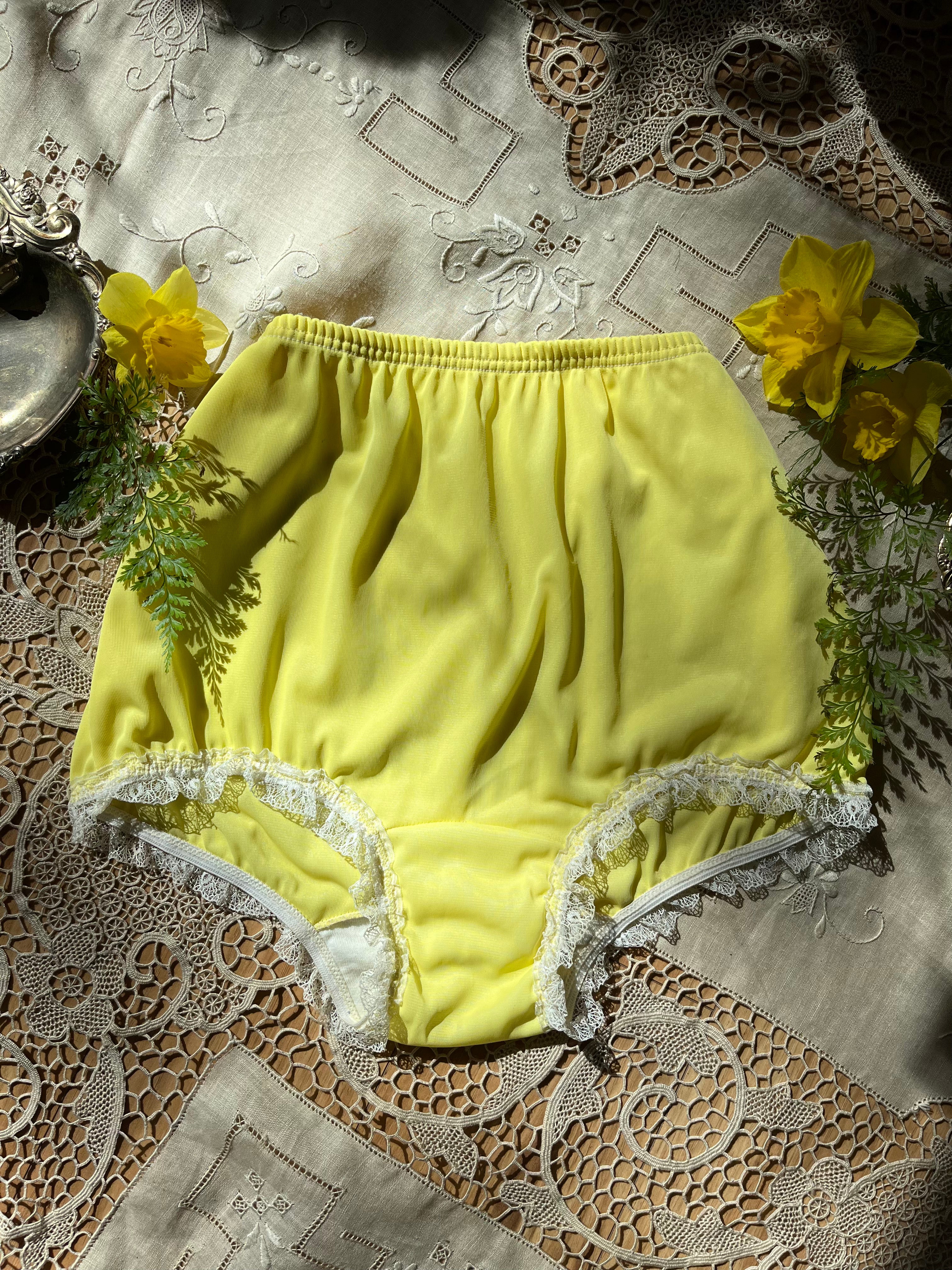 Vintage 70's Pale Yellow Nylon Panties by Pam Undies