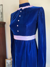 Load image into Gallery viewer, Gorgeous 1960’s Vintage Cobalt Blue Velvet Maxi Dress
